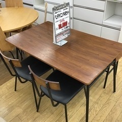 KN-76【ご来店頂ける方限定】木製×アイアン　ベンチダイニング4点セット