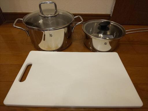 WMF 20cm両手鍋\u002616cm片手鍋セット  IH\u0026直火 おまけ付き