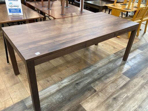 無印良品 木製テーブル ウォールナット材 幅180cm 引出付き