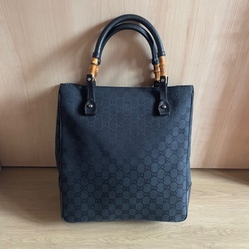 グッチ GUCCI 112530 バンブー トートバッグ GG柄 キャンバス 黒 ブラック