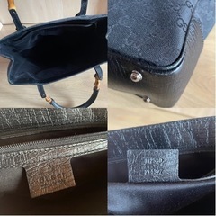 グッチ GUCCI 112530 バンブー トートバッグ GG柄 キャンバス 黒 ブラック