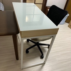 【ネット決済】【在宅勤務に】表面ガラスコート白テーブル机&オフィ...