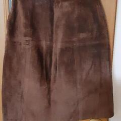 モザイク　豚革　焦げ茶色　スカート　サイズ11