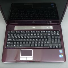 大容量HDD-500GB Wi-Fi有 あずき色 紫 ノートパソコン 15.6型 FUJITSU 