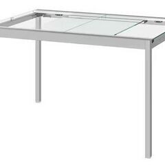 【無料】IKEA　GLIVARP　拡張可能なテーブル　透明/クローム