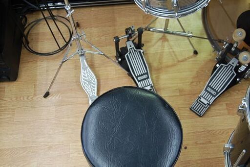 メーカー不明 ドラムセット ツインペダル 打楽器 ワンバス イス付き