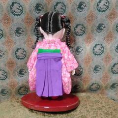 三つ編みおさげの木目込市松人形 紫の袴 引き取りのみ
