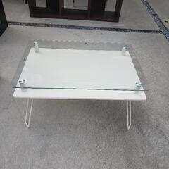 ディスプレイテーブル70ホワイト ガラステーブル 折り畳み可能