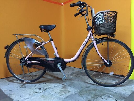 《レンタサイクル店使用　自転車整備士整備済み！》NO.122中古車　26インチ　Panasonic　電動アシスト車　ピンク　バッテリー新品8.9ah