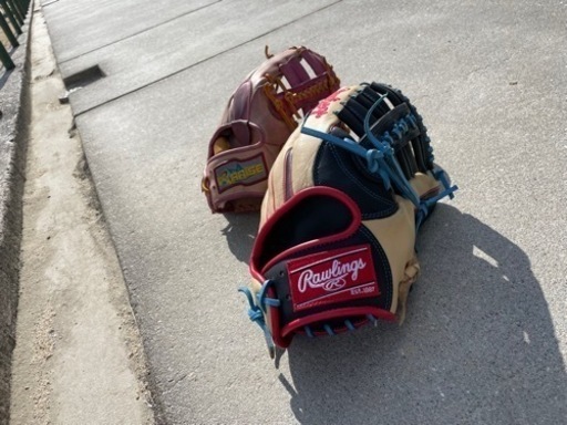 親指小指の芯材を硬式用の芯材に変更。 ローリングス軟式用