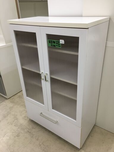 食器棚　ロー食器棚　収納棚　収納家具　ホワイト　両扉　幅75cm　堺市　石津