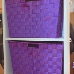 カラーボックスに入れるカゴ 紫 3個セット