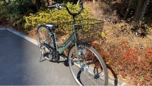 自転車 27インチ 6段変速 LED自動ライト マッドカーキ色