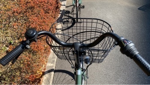 自転車 27インチ 6段変速 LED自動ライト マッドカーキ色