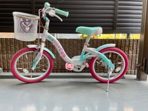 16インチ 女児自転車（ミント）ヘルメット付き！