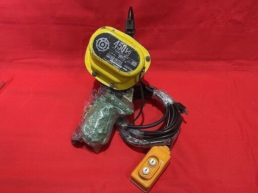 【苫小牧バナナ】指定業者にてメンテナンス済み 日立/HITACHI 電動チェーンブロック 電動ホイスト 450kg 1/2E1 揚程3m 動作OK