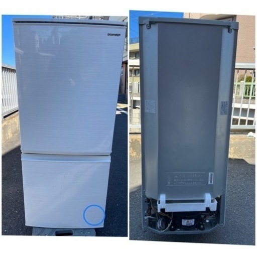 ￥15400(税込) SHARP シャープ　冷凍冷蔵庫　SJ−D14F−W 2019年製　(キズあり)(3ー08)