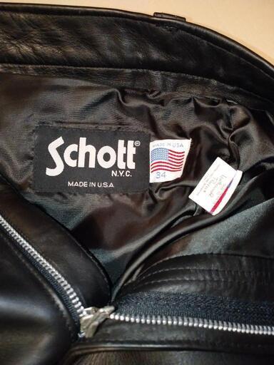 【古着】☆USA  Schott (ショット) N.Y.C  /   レザーパンツ／黒／サイズ34インチ/使用頻度 2～3回／美品 クリーニング済み‼️ 古着】☆USA Schott (ショット) N.Y.C / レザーパンツ／黒／サイズ34
