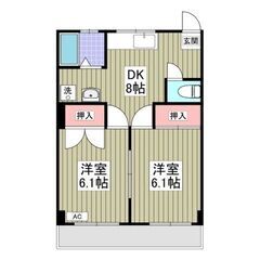 💖初期費用0円対応可能💖高崎線「神保原」駅徒歩22分🌟2ＤＫ🎵管...