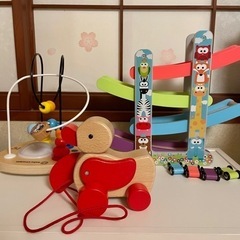 【ネット決済・配送可】木のおもちゃ、知育玩具3点セット