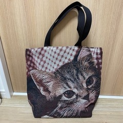 猫ゴブラン織り☆縦長大きめトートバッグ