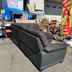 布張りカウチソファ ハイバックソファ グレー