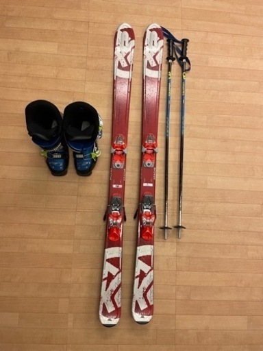 子供用のスキー4点セット（スキー板、ビンディング、ブーツ、ポール