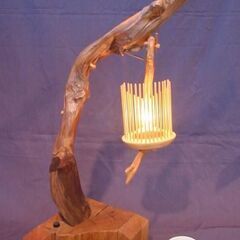 リサイクルカービング　流木ランプ吊り籠