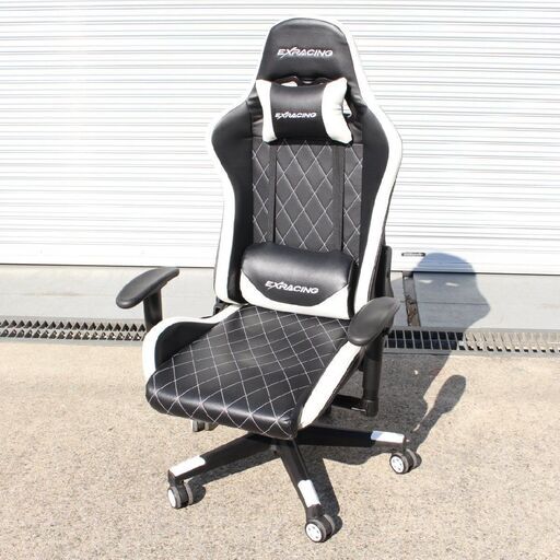 T501) EXRACING ゲーミングチェア ホワイト 高品質ウレタン パンチングPUレザー リクライニング角度165度 人間工学 Eスポーツ テレワーク