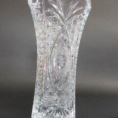 クリスタルカットガラス 花瓶 