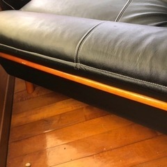 美品】3人掛け ソファー 皮 セパレート カウチソファ 片肘 寝椅子 