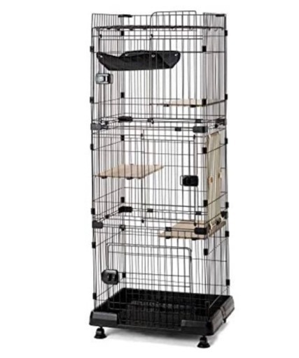 猫ゲージ ブラック 3段