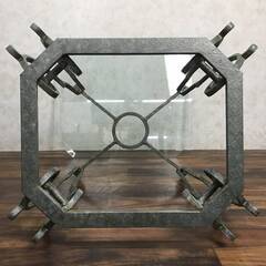 pa1/22 直接引取歓迎 アイアン ガラステーブル 約71.5×61×55cm 猫足 