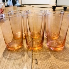 レトロなオレンジ色のグラス　6個