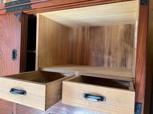 からくり箪笥 車箪笥 龍 雲龍金具 キャビネット レトロ 旧家