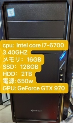 core i7 6700 GTX970 メモリ 16GB SSD 128GB HDD 2TB