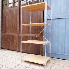無印良品(MUJI)の人気のオーク材×ステンレス 4段ユニットシェルフです 
