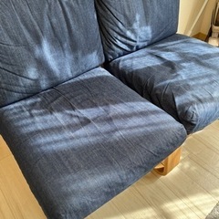 りー様専用】☆美品！即購入可能！☆ 無印 ソファチェア オーク材 ネイビー