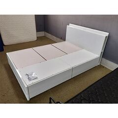 札幌【ダブルベッド レール式引出×2杯】かためのマットレス 鏡面仕上げ風 分解＆組立て可能 ダブルベット 寝具 本郷通店