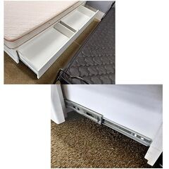 札幌【ダブルベッド レール式引出×2杯】かためのマットレス 鏡面仕上げ風 分解＆組立て可能 ダブルベット 寝具 本郷通店