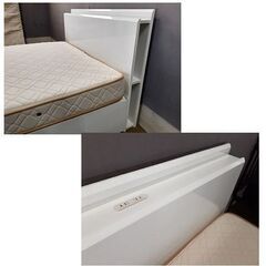 札幌【ダブルベッド レール式引出×2杯】かためのマットレス 鏡面仕上げ風 分解＆組立て可能 ダブルベット 寝具 本郷通店