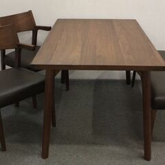 筑波産商 デニッシュ/トルタ 幅135cm ダイニングセット ベンチ 椅子2脚 ファミリー向け ウォールナット   中古家具 店頭引取歓迎 R5332)