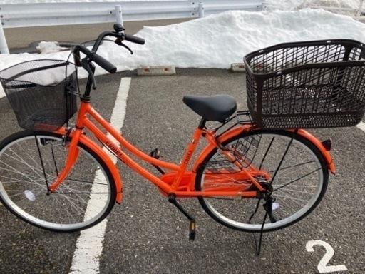 自転車☆オレンジカゴ付き