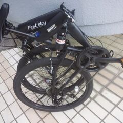 　自転車：(新品同様品) 26インチ・折り畳み式・18段ギア・ダブルサスペンション・黒色