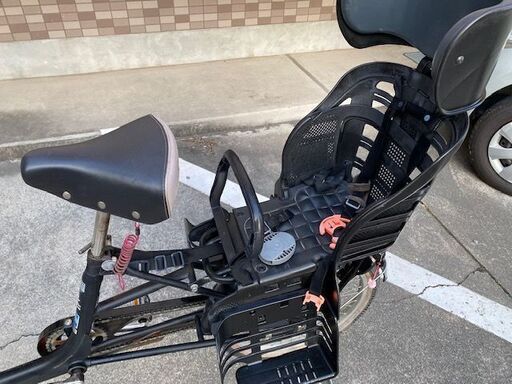 丸石サイクル　中古３人乗り対応自転車　前方後方チャイルドシート付きママチャリ　20インチ　ブラック　鹿児島市