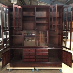 INT-001【FURNITURE フジミ】渡部木工 アンティーク 書棚 マーチス 飾り棚 食器棚 良品 