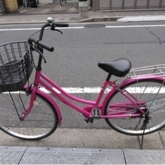 LEDライト自転車☆26インチ　後輪新品！ピンク