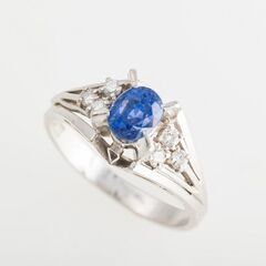 Pt900 サファイア・ダイヤモンド 指輪 品番r21-71