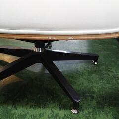 ラウンジチェア　回転式　オットマン付　本皮　約85×85×82 ラウンジチェア 回転式 オットマン付 本皮 約85×85×82