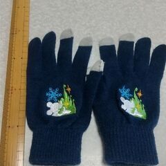 ミッキーマウス手袋 　約20cm　ブルー　わけあり